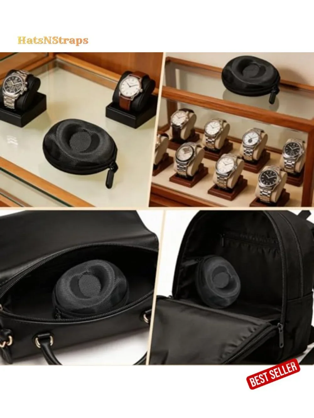 2 Pack Travel Watch Case Single Storage Box for Wristwatches - Portable up to